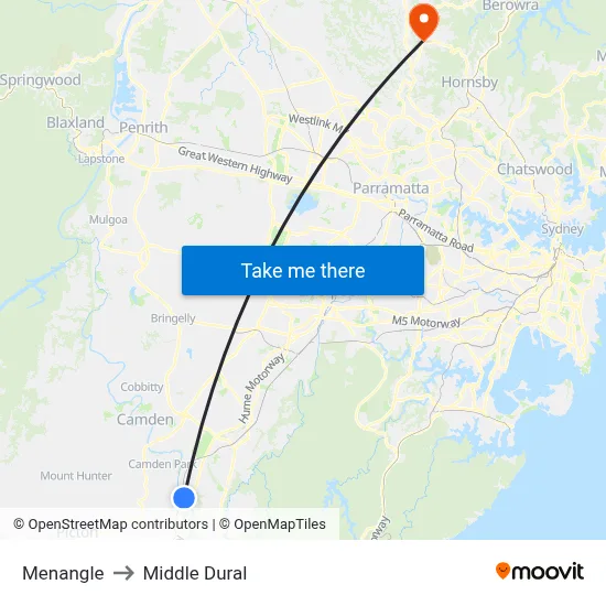 Menangle to Middle Dural map