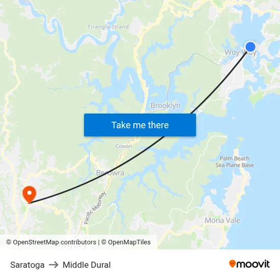 Saratoga to Middle Dural map