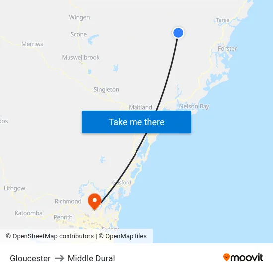 Gloucester to Middle Dural map