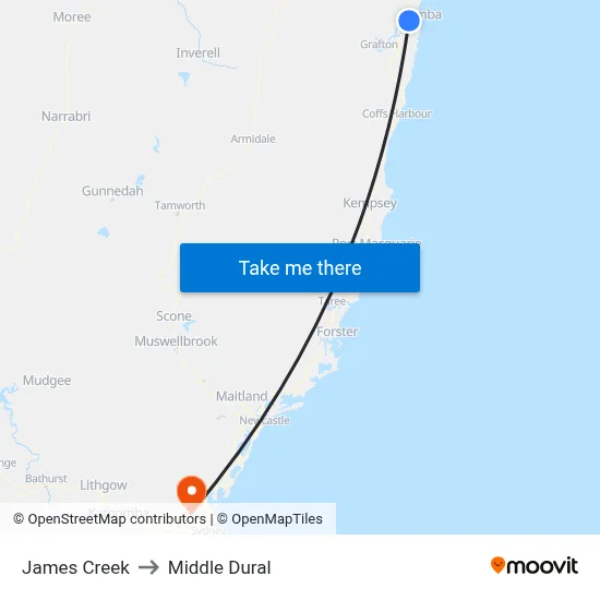 James Creek to Middle Dural map