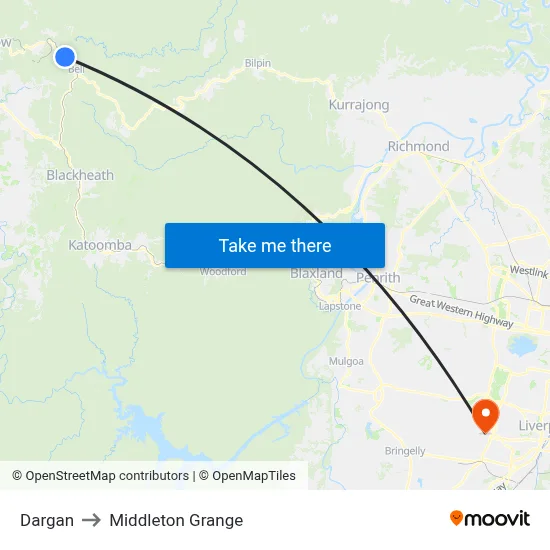 Dargan to Middleton Grange map