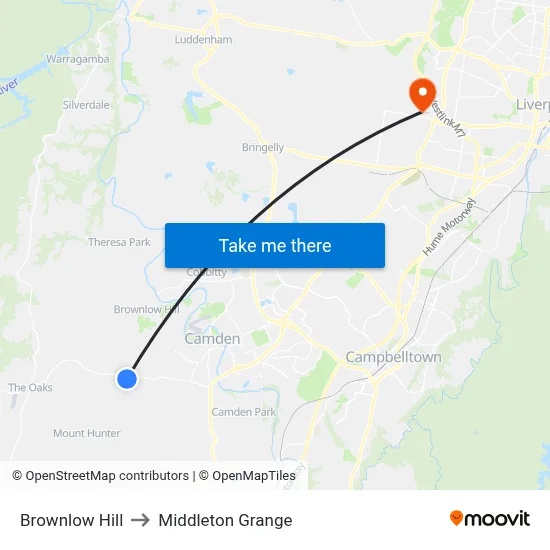 Brownlow Hill to Middleton Grange map