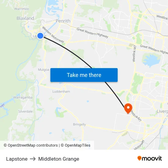 Lapstone to Middleton Grange map