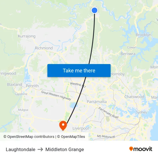 Laughtondale to Middleton Grange map