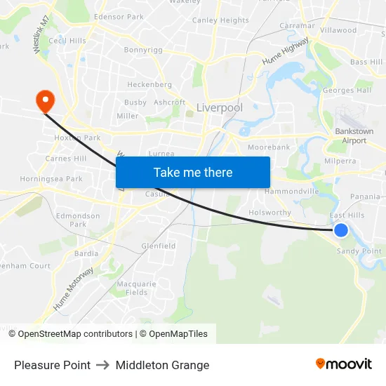 Pleasure Point to Middleton Grange map
