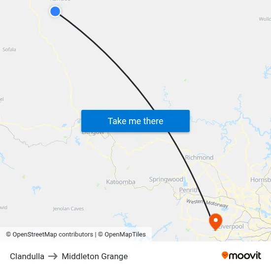 Clandulla to Middleton Grange map