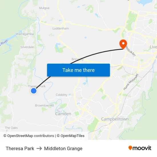 Theresa Park to Middleton Grange map