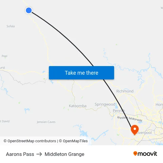 Aarons Pass to Middleton Grange map
