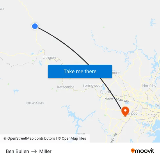 Ben Bullen to Miller map