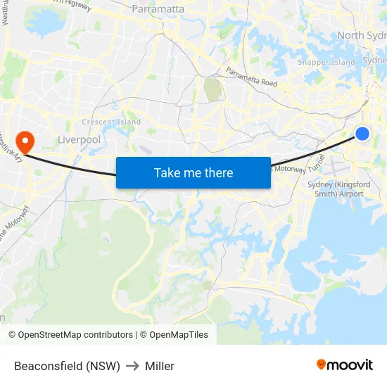 Beaconsfield (NSW) to Miller map