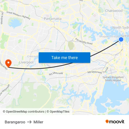 Barangaroo to Miller map