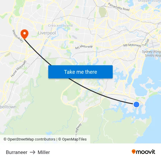 Burraneer to Miller map