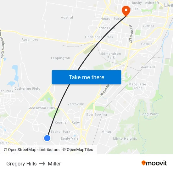 Gregory Hills to Miller map