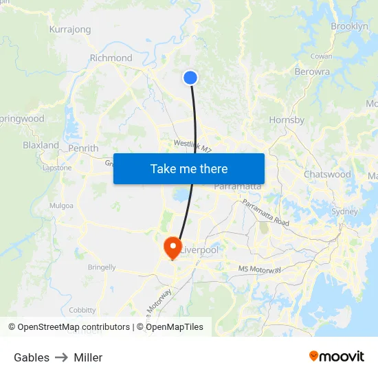 Gables to Miller map