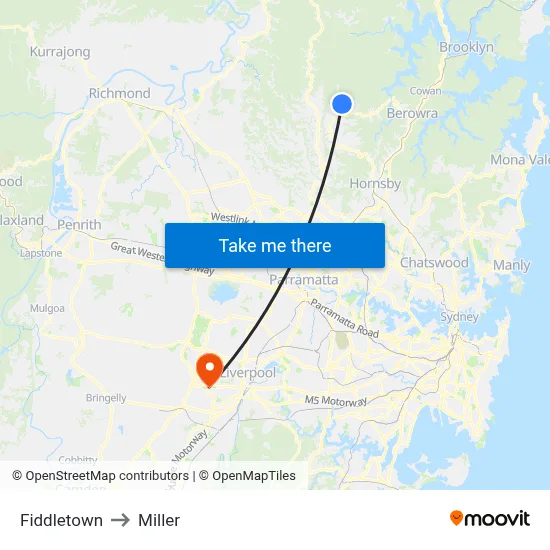 Fiddletown to Miller map