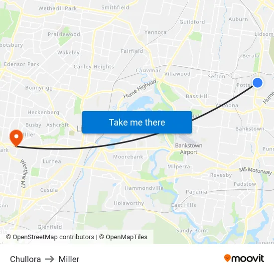 Chullora to Miller map