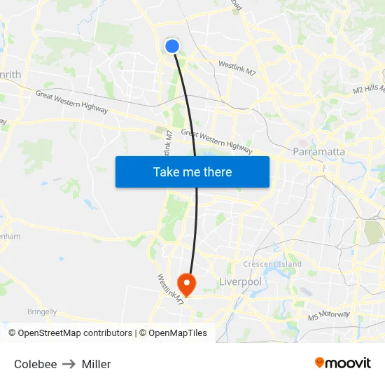 Colebee to Miller map