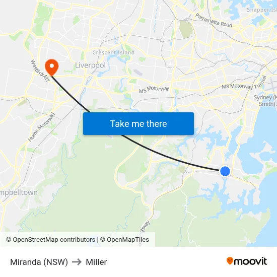 Miranda (NSW) to Miller map