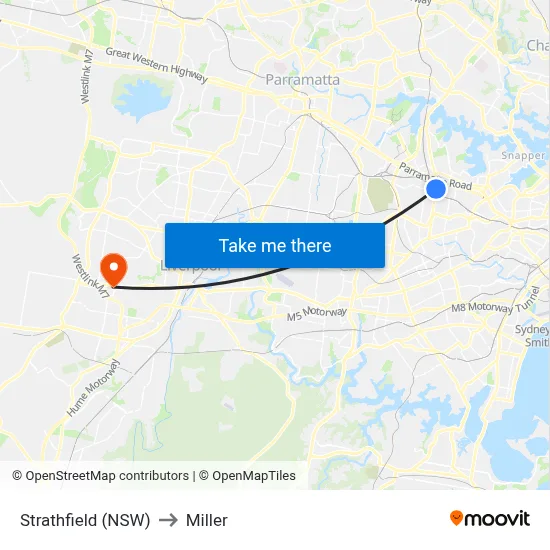 Strathfield (NSW) to Miller map