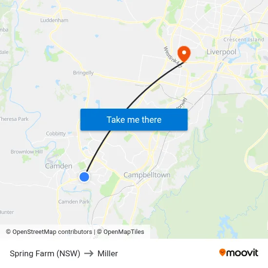 Spring Farm (NSW) to Miller map