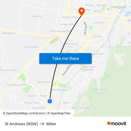 St Andrews (NSW) to Miller map