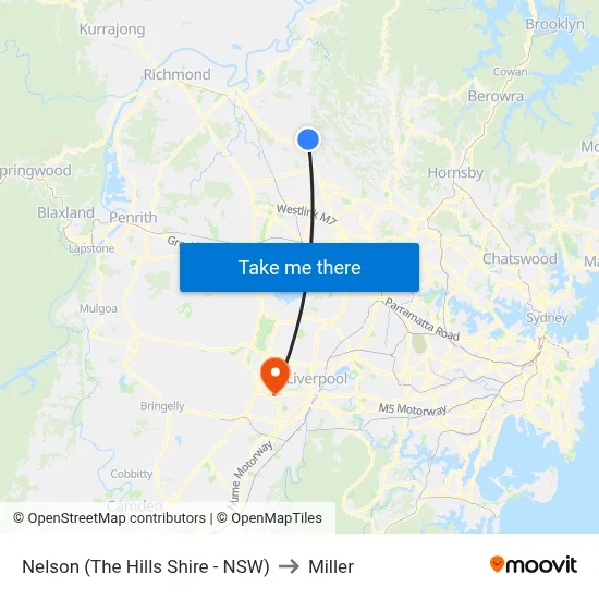 Nelson (The Hills Shire - NSW) to Miller map