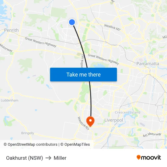Oakhurst (NSW) to Miller map