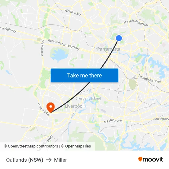 Oatlands (NSW) to Miller map