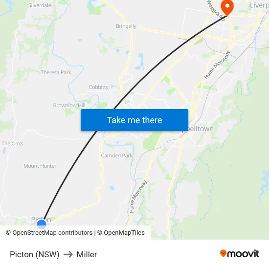 Picton (NSW) to Miller map
