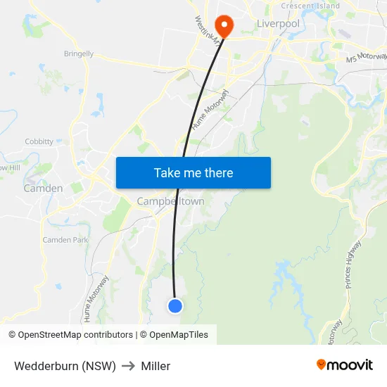 Wedderburn (NSW) to Miller map