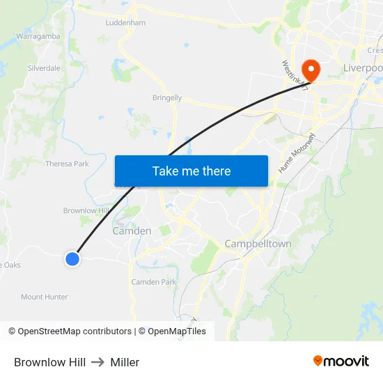 Brownlow Hill to Miller map