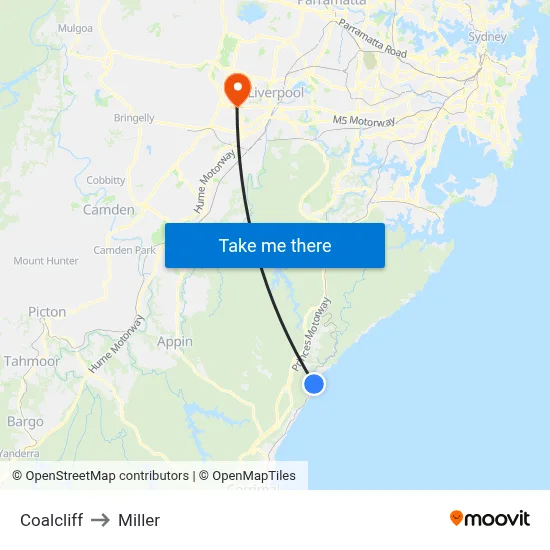 Coalcliff to Miller map