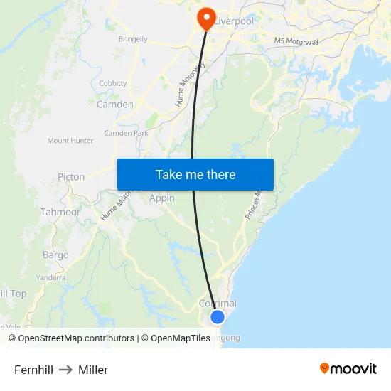 Fernhill to Miller map