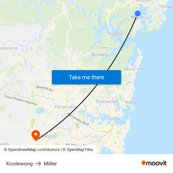 Koolewong to Miller map