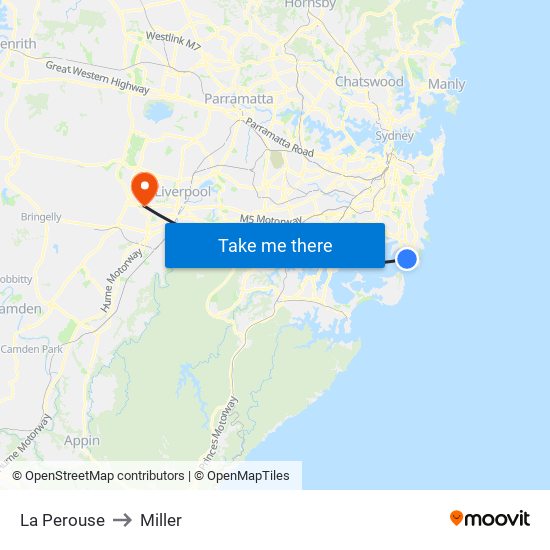 La Perouse to Miller map