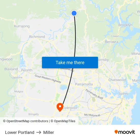 Lower Portland to Miller map