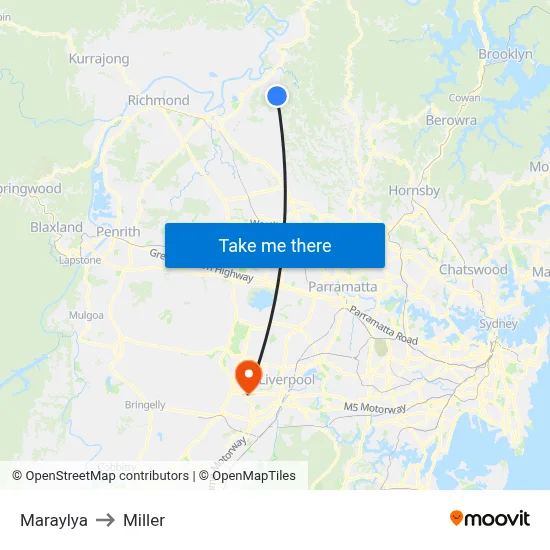 Maraylya to Miller map