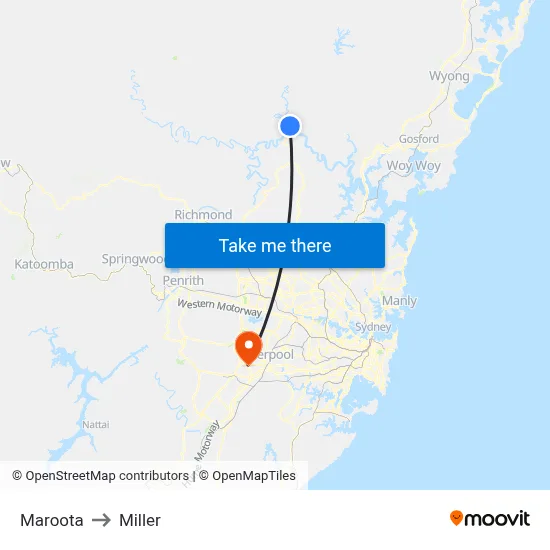 Maroota to Miller map