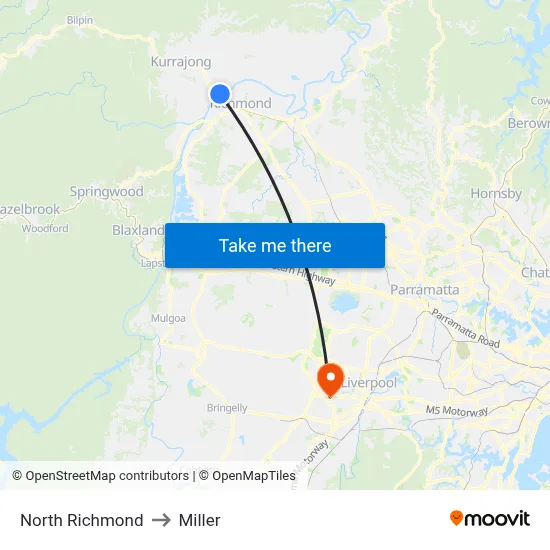 North Richmond to Miller map