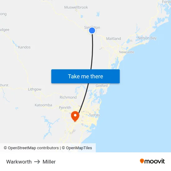 Warkworth to Miller map