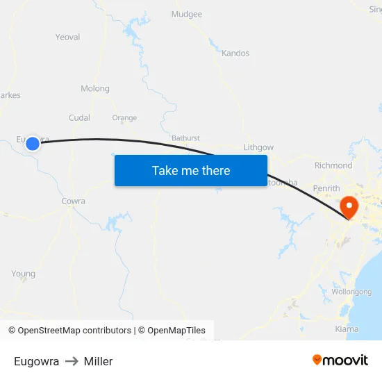 Eugowra to Miller map
