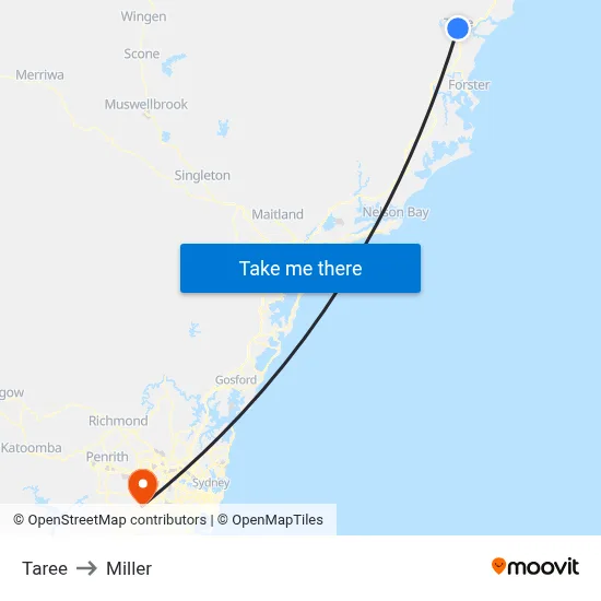 Taree to Miller map