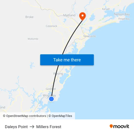 Daleys Point to Millers Forest map