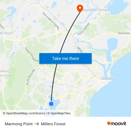 Marmong Point to Millers Forest map