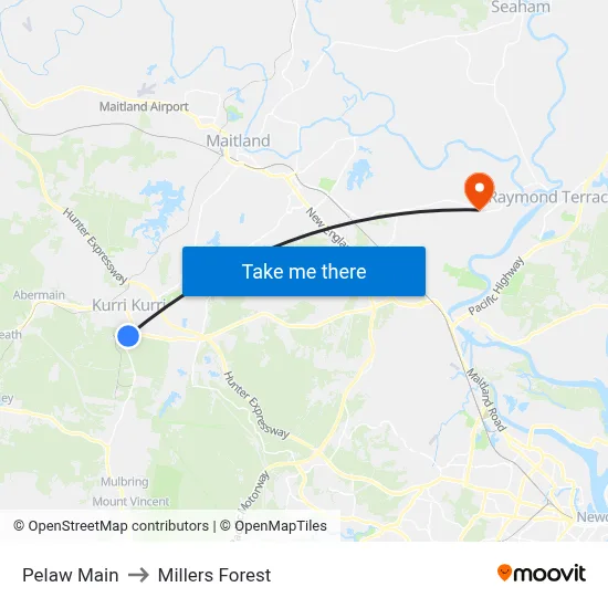 Pelaw Main to Millers Forest map