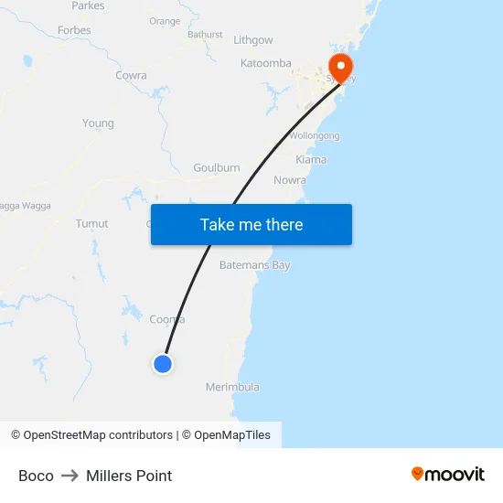 Boco to Millers Point map