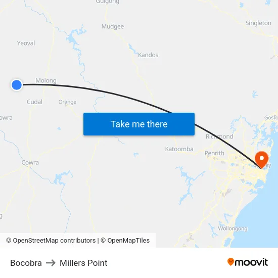 Bocobra to Millers Point map