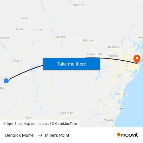 Bendick Murrell to Millers Point map