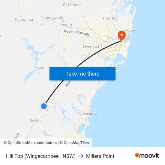 Hill Top (Wingecarribee - NSW) to Millers Point map