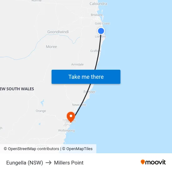 Eungella (NSW) to Millers Point map